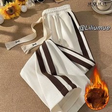  POMTOR 추동 와이드 슬림핏 기모 도톰 와이드 팬츠 중성 스웨이드 골드 벨벳 트레이닝팬츠 남자 바지 