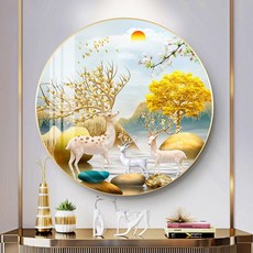 JINGHENG 루시퍼 엘크 크로스 스티치 스레드 자수 거실 입구 수제 자수, [하이 퀄리티 면실] 70x70cm (전체 자수-실 자