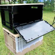 에이원플러스 캠핑 폴딩박스 원목상판 테이블 전면오픈, 오픈도어 폴딩박스 블랙
