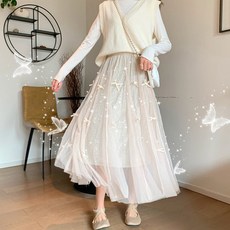 C17981 발레리나 망사 플레어 롱 샤스커트