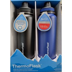 써모플라스크 대용량 보냉병 보온병 2개 세트 THERMOFLASK, 1200ml [블랙/블루]