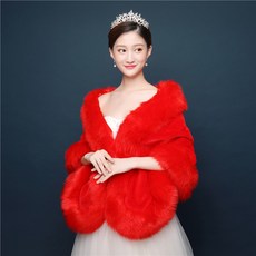 겨울 신부 웨딩드레스 숄 폭스 라이크 망토 치파오 외 매치 화이트 모피 보온 두꺼운