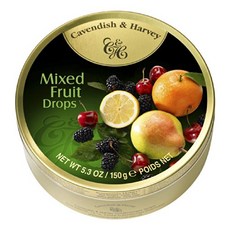 Cavendish And Harvey Candy (3 Pack) Fruit Hard Can 캐번디시 앤 하비 캔디(3팩) 과일 하드 캔디 틴 5.3온스 수입 독일 캔디(혼합 과일, 3개, 150g