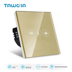 TAWOIA 와이파이 커튼 스위치 스마트 터치 전동 롤러 블라인드 지지대 Yandex Tuya Google Assistant Smart, [03] Curtain Switch Gold, 1개