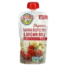Earth's Best 유기농 과일 및 곡물 퓨레 6개월 이상 바나나 라즈베리 현미 120g(4.2oz) Best (얼스 베스트)