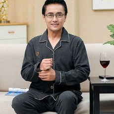 SHK 해외구매대행 긴팔 파자마 중년 여성 봄가을 계절 순면 소매 커플룩 부모님 아버지 엄마 풀패딩 실내복셋트