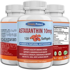 Astaxanthin 12mg 120 Softgels 4 Month Supply Triple Strength (3 x Astaxanthin 4mg Gelcaps) High P, 1개, 120정