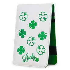 Big Teeth Golf Scorecard Holder Yardage Book Lucky Clover Pa 큰 이빨 골프 스코어 카드 홀더 야드 북 럭키 클로버 패턴 골프 액세서, 1개, Big Teeth Golf Scorecard Holde