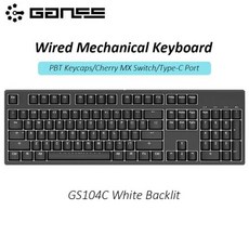 기존 GANSS GS87-C GS108-C 유선 체리 MX 스위치 PBT 키 캡이 있는 기계식 게임용 키보드 게이머 Type-C USB 포트, 체리 MX 실버, GS104C-블랙-LED - gs108mx