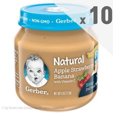 거버 2단계 비타민C 사과 딸기 바나나 유리병 퓨레 이유식 113g x10팩 Apple Strawberry Banana, 1p, 사과+딸기+바나나 혼합맛