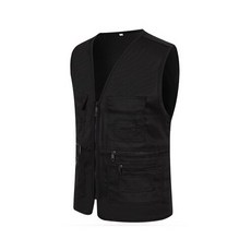 [해외]남성상의 2019 Gilet 신사복 조끼 작업복 자원 봉사 Soild Color Overalls 가슴 주머니 남성 빅 사이즈 3XL 의류 Colete M