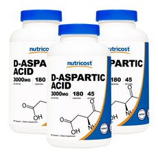 뉴트리코스트 D-아스파르트 애시드 3000mg 캡슐, 180캡슐, 3개 180캡슐, 3개