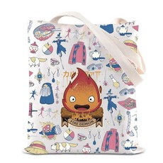 TGBJE Calcifer 토트 백 애니메이션 캘시퍼 선물 일본 애니메이션 선물 영화 캐릭터에서 영감을 받은 숄더백 애니메이션 파이어 선물 Fire 2004 토트, 1개