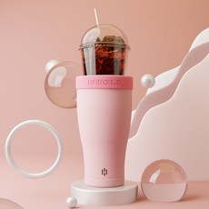 해밀로 아이스커피 텀블러 얼죽아 텀블러 900ml 스텐 보온 보냉 대형 대용량, 핑크, 1개