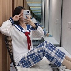 전사 잠옷 여자 봄가을 순면 긴소매 가아웃웨어 인싸템 핫한 학생 큐트 실내 유니폼