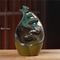 향받침 폭포형 인센스 홀더 향꽂이 향초폭포 세라믹 도자기 20cm 향콘, F + 1개
