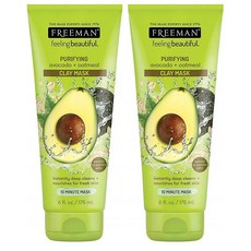 Freeman Facial Clay Masque Avocado & Oatmeal 프리맨 아보카도 오트밀 마스크팩 6oz (175ml) 2개, 1개