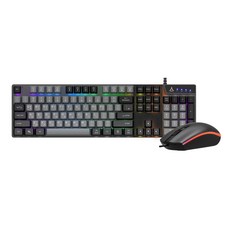 앱코 투톤 멤브레인 레인보우 LED 게이밍 키보드 마우스 세트 V1, KM500K, black, 일반형