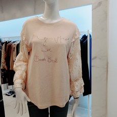 베스띠벨리 NC중앙로 소매 레이스 포인트 라운드 티셔츠