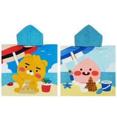 [천삼백케이] [디자인에버] 카카오 리틀프렌즈 극세사 아동 후드 가운 - 리틀 어피치, 단품