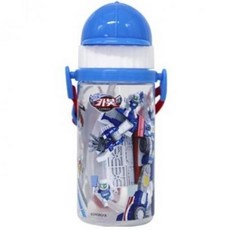 좋은친구들 편리하고 안전한 재질 스트랩이 있어 휴대가 용이한 헬로카봇 에코 빨대물통 E-180357, 블루, 350ml