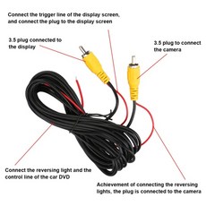 Coche cámara de visión trasera para marcha atrás 170 ° Gran Angular HD lente de ojo de pez de infrar, 연결선
