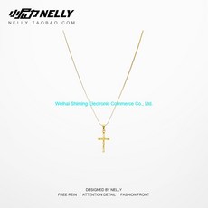SHIMING골 드 스 케 이 트 보드 데 드 플 라 잉 심 플 티타늄 십자가 목걸이