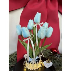 리프4 튤립다발 여자친구선물 튤립 기념일 꽃다발 생일, 1개, 블루