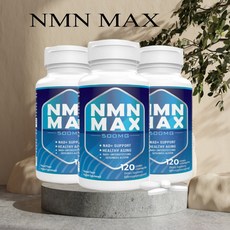 NMN MAX 500mg 120정 Non-GMO NO글루틴 비건 3Pack(미국직송 관부가세포함), 3개