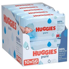 Huggies Pure 아기 물티슈 - 56개 팩 10개(560장)