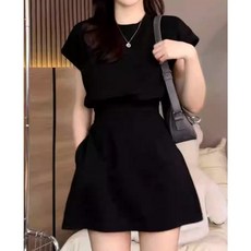 셀리즈로 촉감좋은 고퀄리티 레터링 엠보 캐주얼 반팔 원피스