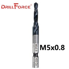 목공공구핸드탭 탭다이 나사탭 드릴비트 인치탭 탭다이스 M3M10 나사 탭 드릴 비트 HRC89 TiA1N 코팅 HSSCO M35 코발트 메트릭 콤비네이션 14 인치 육각 퀵 체인지, 04 M5(1PC)