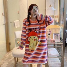 가을 겨울 긴팔 플란넬 슬립 순면 루즈핏 러블리 원피스 잠옷 파자마 빅사이즈 임산부잠옷