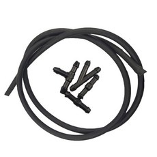 5PCS 앞 유리 와셔 호스 키트 자동차 액세서리 교체 와셔 노즐 호스 커넥터 앞 유리 와이퍼 고무 튜브, 검은 색, 검은색, 02 Black