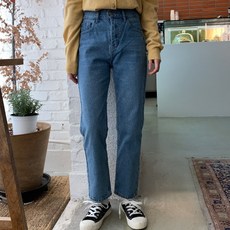 여자 2XL 마더핏 일자핏 하이웨이스트 통통 청 바지