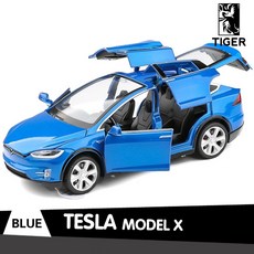 테슬라 모델X 자동차 다이캐스트 1:32 스케일 피규어 모형 장난감, 블루