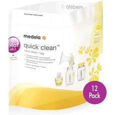 Medela Quick Clean 마이크로 스팀 백 병 및 유방 펌프 부품 용 살균 백 12 개 일반적인 박테리아 및