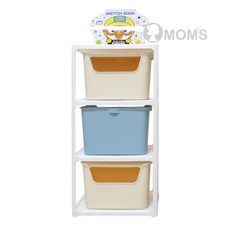 [에타홈] [오맘스] 사이다 조립식 선반 3단+수납박스(대)3P, 크림화이트