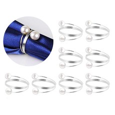 냅킨 링스 진주 냅킨 버클 펄 실버 골드 웨딩 크리스마스 생신 냅킨 링은 Pearl Napkin Rings Serviette Buckle Gold Silver, 실버 -8 PCS, 8개