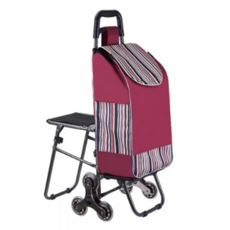접이식 쇼핑카트 겸 간이 의자 할머니 선물 식료품 장보기, 스테인레스휠-네이비블루스트라이프의자