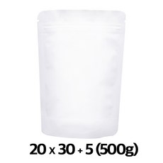 [블레스팩]두꺼운 무광 백색 지퍼스탠드 500g 50매 커피봉투 아로마밸브형 가능, 기본형