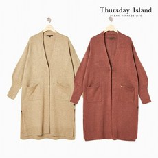 [Thursday Island] 여성 소매 볼륨 브이넥 오픈형 롱 가디건(T19