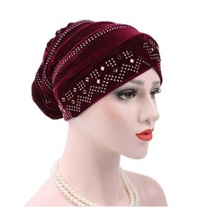 여성 꽃 chemo 모자 이슬람 hijab 비즈 turban 벨벳 내부 모자 모자 스카프 포장 모자를 쓰고 이슬람 headscarf 비니 보닛 아랍|이슬람 의류|