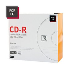 FOR LG CD-R RC-1000S 공씨디 10장 세트 DVD 미디어 영상 추억여행 저장장치 80분 레코딩 52배속 700MB, 단품 - 9000cdt