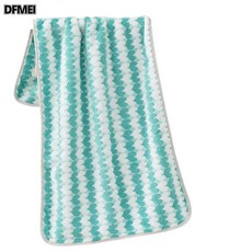 DFMEI 하트 코랄 타월 샤워타올 세안 모발 닦기 연한 스트라이프 순면보다 부드러운 흡수성 털 빠짐 없음, 녹색, 35X75, 1개