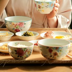 봄 밥공기 국그릇 플라워 부모님 선물용 가벼운 일본밥공기 신혼혼수 장국, 로니 대접 단품 1p (블루)