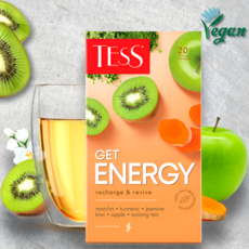 Tess Energy улун и матча с киви, жасмином, куркумой и яблоком, в пакетиках