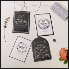 OT 아이씨엘 새해 카드 세트 - 크리스마스카드 8set black 편지 디자인문구