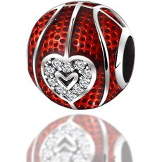 Eternalll Jewellery 판도라 팔찌 보석 권투 장갑 참 925 개 스털링 실버 스포츠 모 Red Enamel Basketball