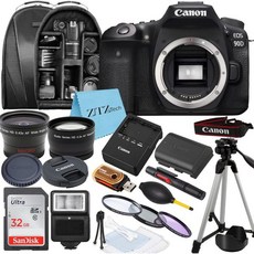 캐논 EOS 90D DSLR 카메라 본체만 32.5MP센서 4K UHD 샌디스크 32GB 메모리카드 삼각대 케이스 광각렌즈 지테크 액세서리 번들 19pc 갱신